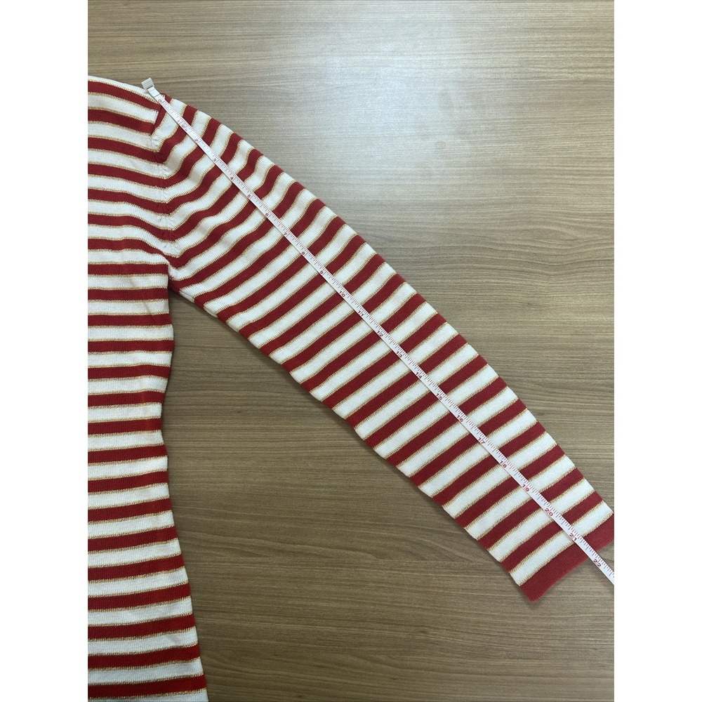 Vtg JH Collectibles Red White Gold‎ Sparkly Striped Womens Christmas Sweater 90s - Picture 6 of 6